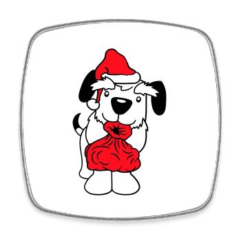 Hund Weihnachtsmann Weihnachten Geschenke Sack Hut - Viereckiger Kühlschrankmagnet - Weiß - Vorne