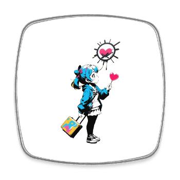 Street Art Girl 23244 - Square fridge magnet - white - Front