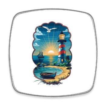 Leuchtturm Ostsee Nordsee - Viereckiger Kühlschrankmagnet - Weiß - Vorne