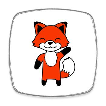 Renard agitant la main amicale bonjour salutation mignon - Magnet carré - blanc - Devant