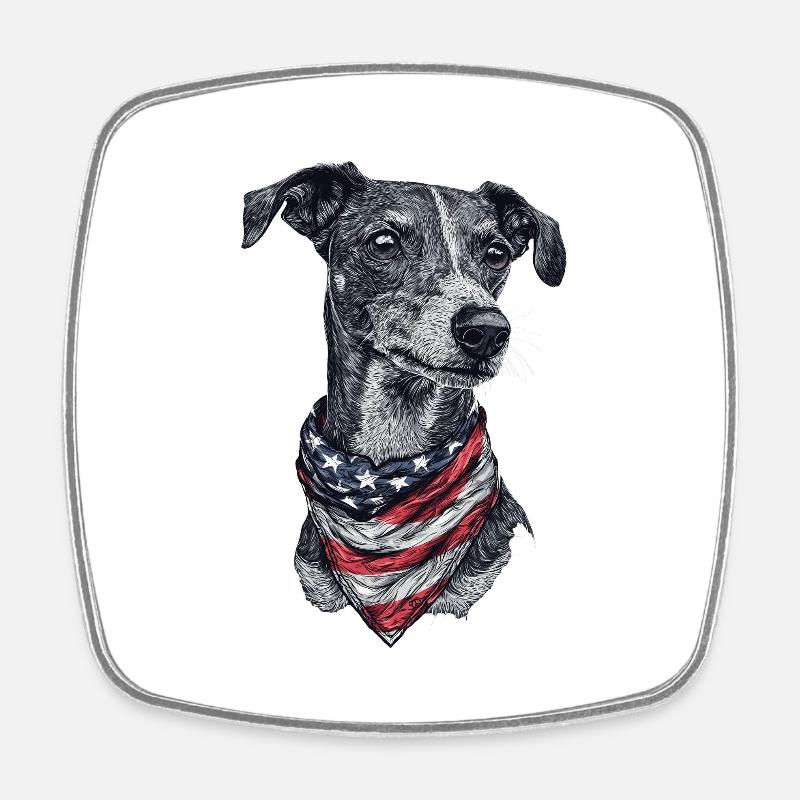 Whippet - Viereckiger Kühlschrankmagnet - Weiß