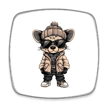Hyäne Cool Comic - Viereckiger Kühlschrankmagnet - Weiß - Vorne