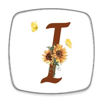 Lettre i tournesol papillon - Magnet carré - blanc - Devant