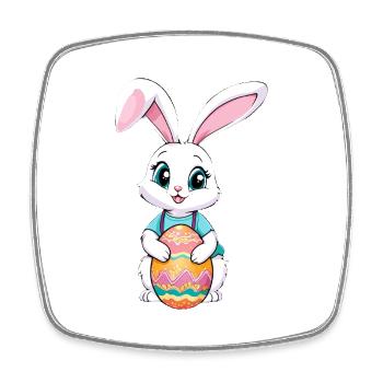 Easter bunny with Easter eggs - Square fridge magnet - white - Front