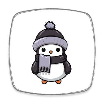 Penguin Winter Animal Baby Comic - Square fridge magnet - white - Front