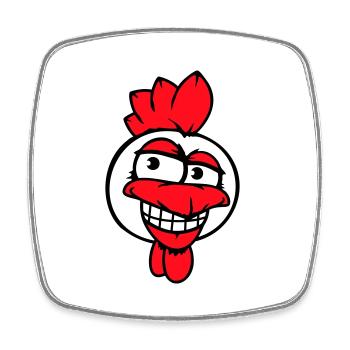 poulet oiseau coq poussin coq sourire drôle amusant - Magnet carré - blanc - Devant