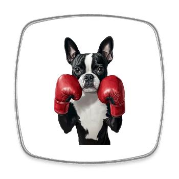 Boston Terrier - Viereckiger Kühlschrankmagnet - Weiß - Vorne