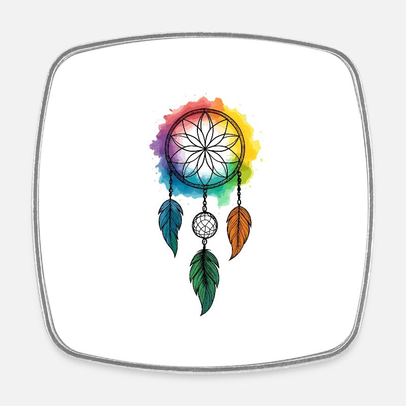 Catching dreams, colors flowing - Square fridge magnet - white