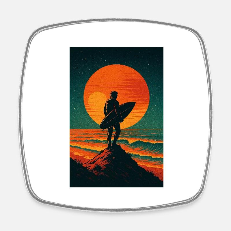 Sunset Seeker – Surfez sur les étoiles - Magnet carré - blanc