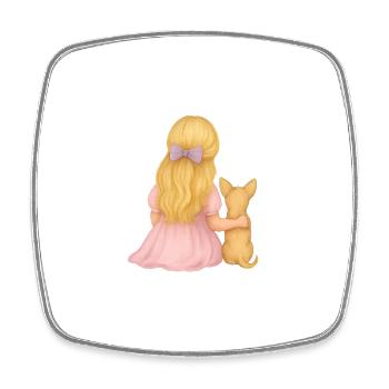 Blonde Girl with Chihuahua Motif - Square fridge magnet - white - Front