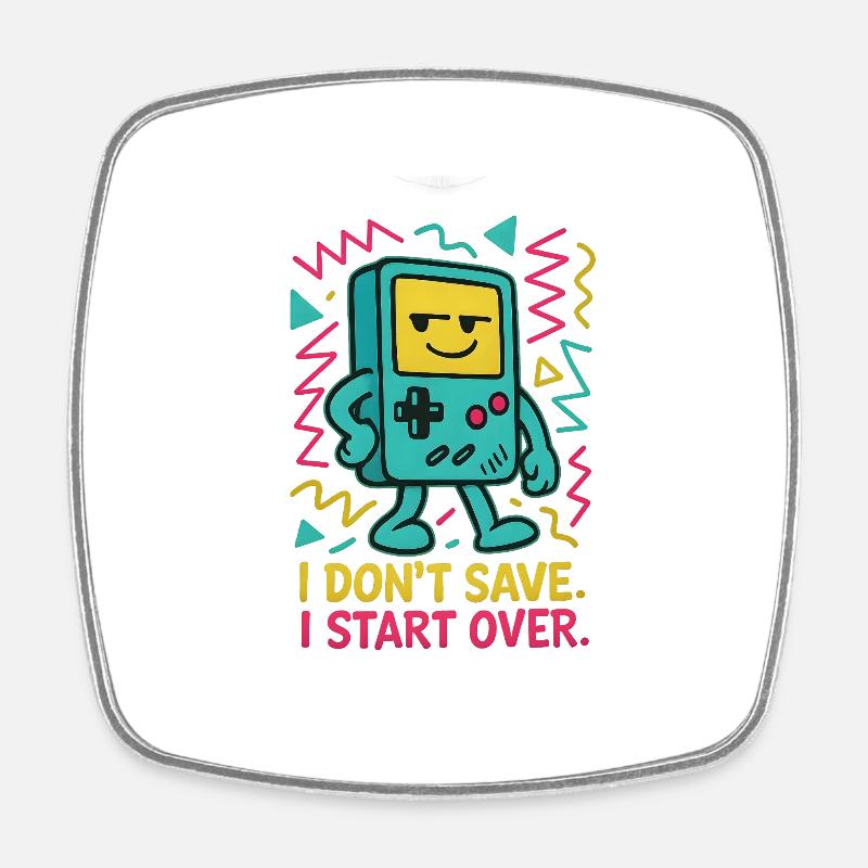 Retro Gamer – Start Over - Square fridge magnet - white