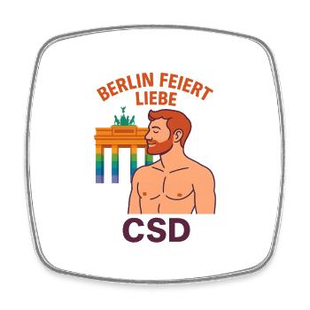 Berlin feiert Liebe CSD Mann - Viereckiger Kühlschrankmagnet - Weiß - Vorne