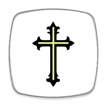Cross Symbol Line - Square fridge magnet - white - Front