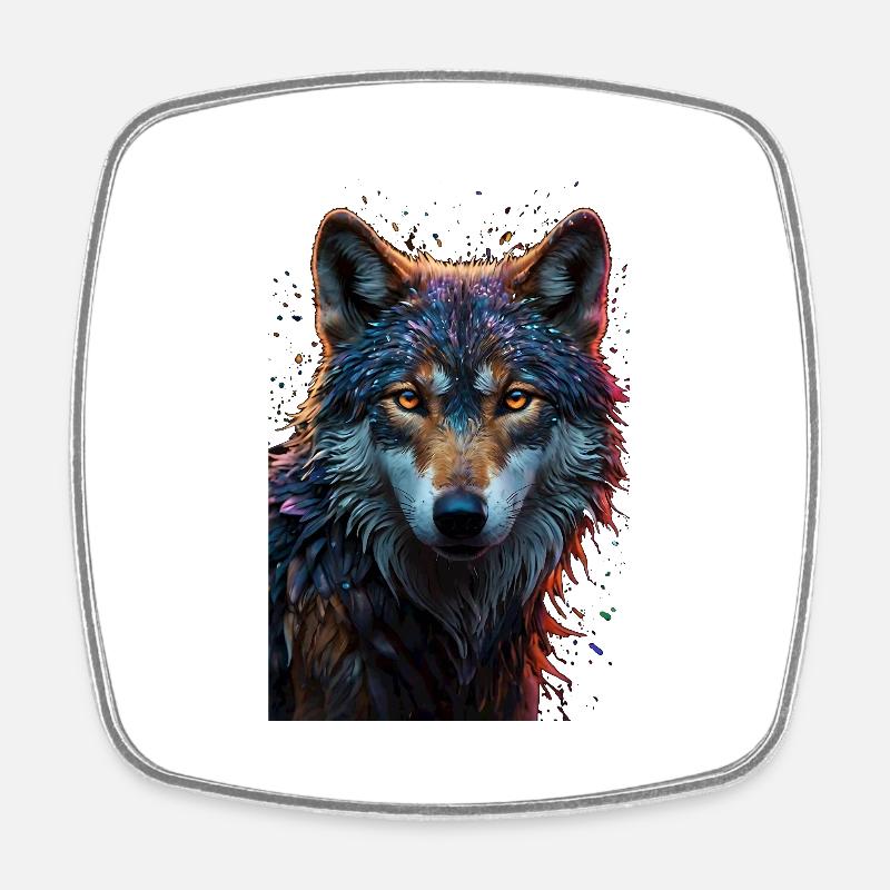 Wolf - Viereckiger Kühlschrankmagnet - Weiß