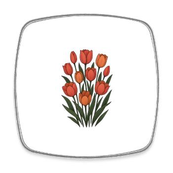 Tulpen - Viereckiger Kühlschrankmagnet - Weiß - Vorne