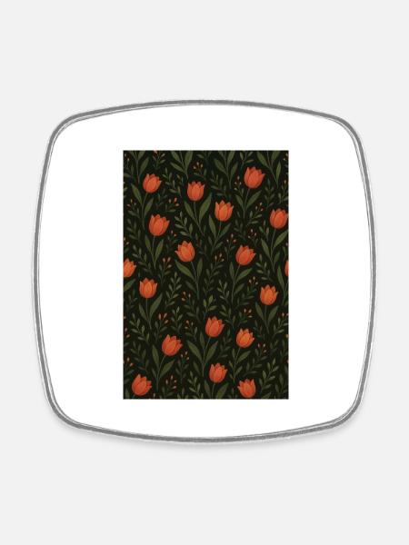 Motif Tulipe - Magnet carré - blanc