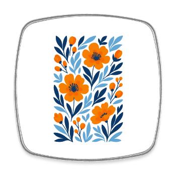 Fleurs graphiques - Design floral moderne - Magnet carré - blanc - Devant