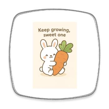 Kawaii Bunny Hugging Giant Carrot - Square fridge magnet - white - Front