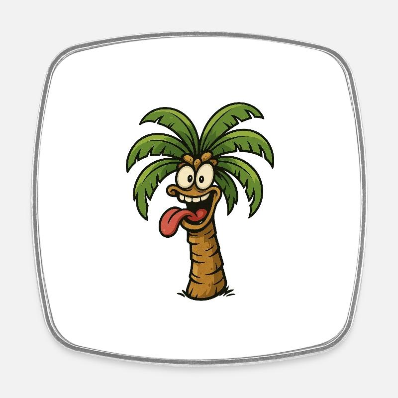 Crazy Palm Tree - Square fridge magnet - white