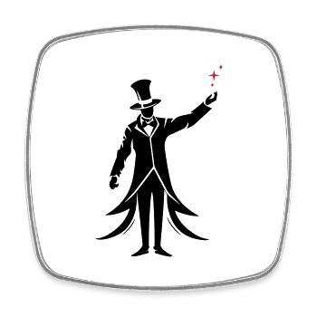 Magier Silhouette Zauberer - Viereckiger Kühlschrankmagnet - Weiß - Vorne