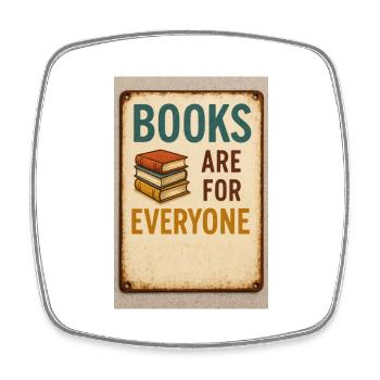 Sign - Bücher sind für alle da - Viereckiger Kühlschrankmagnet - Weiß - Vorne
