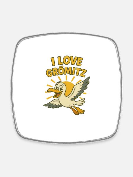 I love Grömitz - Viereckiger Kühlschrankmagnet - Weiß