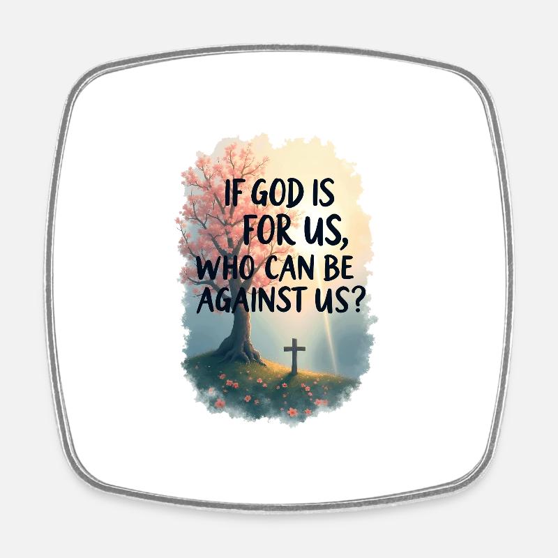 If God Is for Us - Square fridge magnet - white