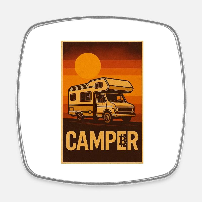 Camper rencontre Bitcoin - Magnet carré - blanc