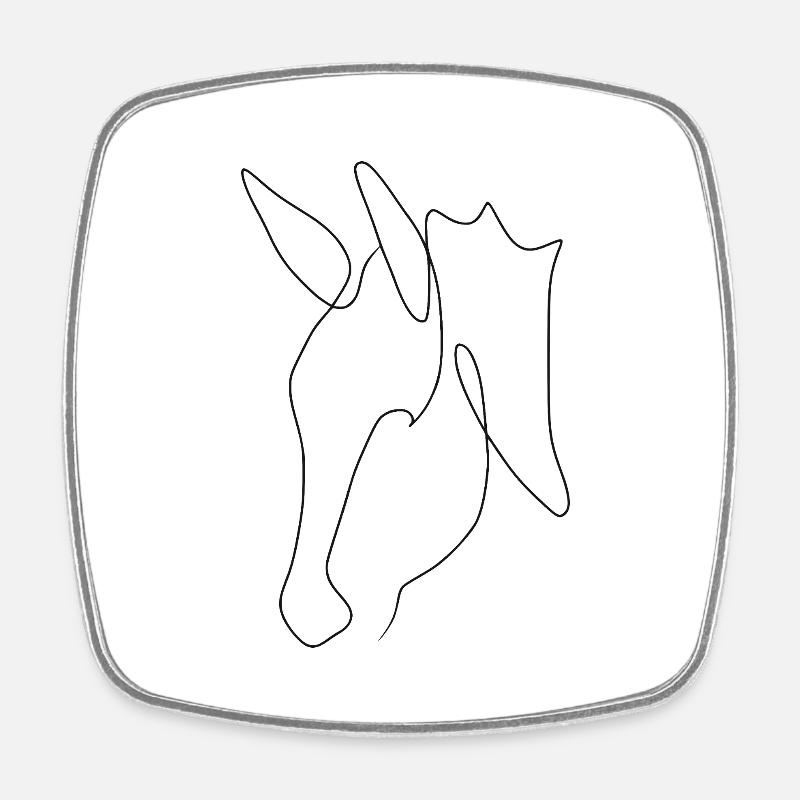Minimal donkey head black - Square fridge magnet - white