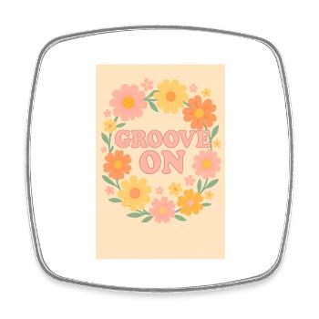 Groovy flowers - Magnet carré - blanc - Devant