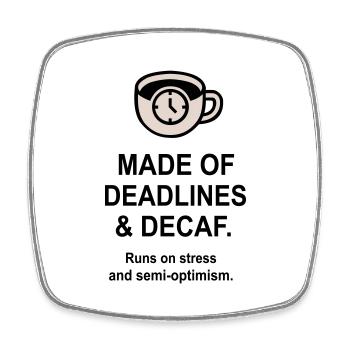 Fristen und Entkoffeinierung - Viereckiger Kühlschrankmagnet - Weiß - Vorne