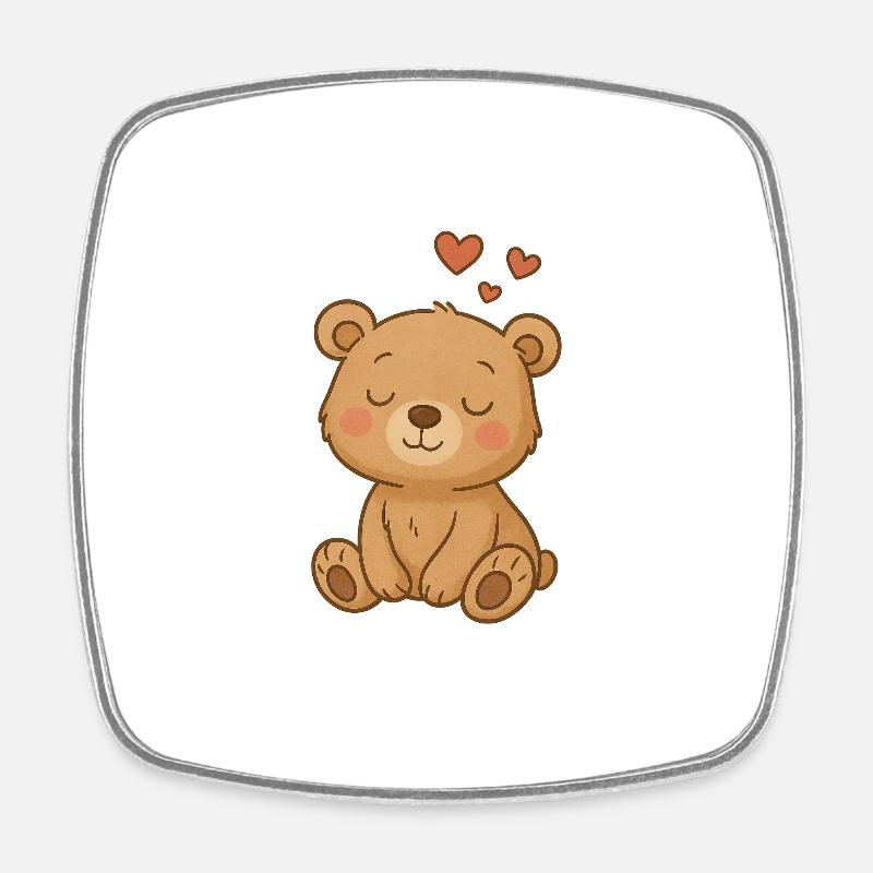 Bébé ours rêveur - Magnet carré - blanc