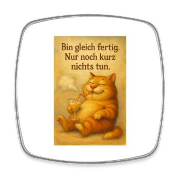 Katze mit Cocktail - Viereckiger Kühlschrankmagnet - Weiß - Vorne