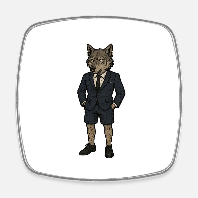 Successful wolf - Square fridge magnet - white