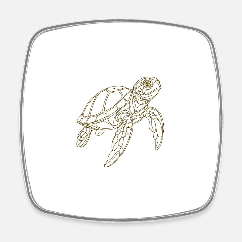 Simple Filigree Turtle - Square fridge magnet - white