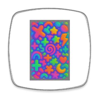 Neon Overload – Überlappende 3D Pop-Art Explosion - Viereckiger Kühlschrankmagnet - Weiß - Vorne