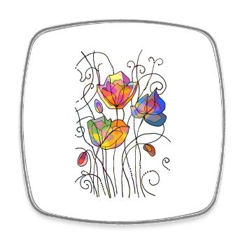 Flowers - Square fridge magnet - white - Front