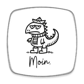 Moin Dino in a bad mood - Square fridge magnet - white - Front