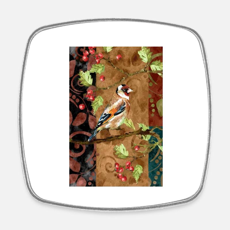 Oiseau coloré - Magnet carré - blanc