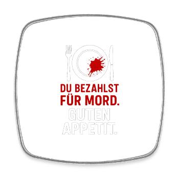Murder on the plate - Square fridge magnet - white - Front