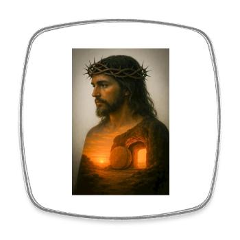 Risen Savior at Dawn - Square fridge magnet - white - Front