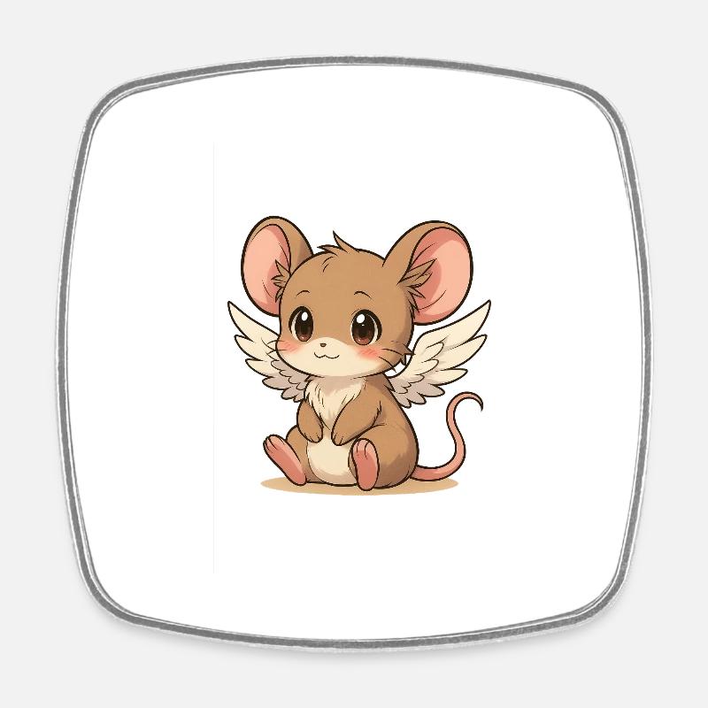 Souris ange, douce et rêveuse - Magnet carré - blanc