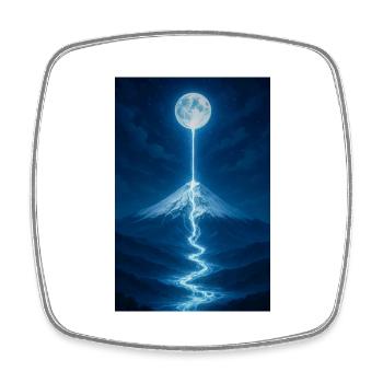 Lunar River Flowing Down - Square fridge magnet - white - Front