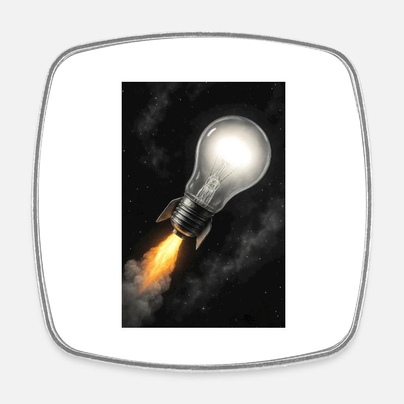 Rocket-Powered Bright Idea - Square fridge magnet - white