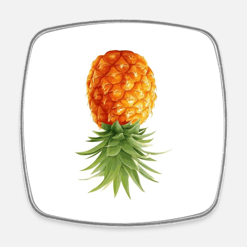 Pineapple is upside down - Square fridge magnet - white