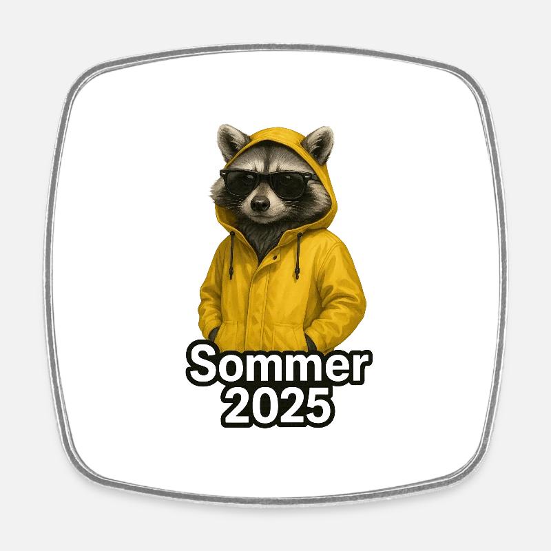 Raccoon Summer 2025 - Square fridge magnet - white