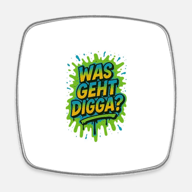 Was geht digga Jugendsprache - Viereckiger Kühlschrankmagnet - Weiß