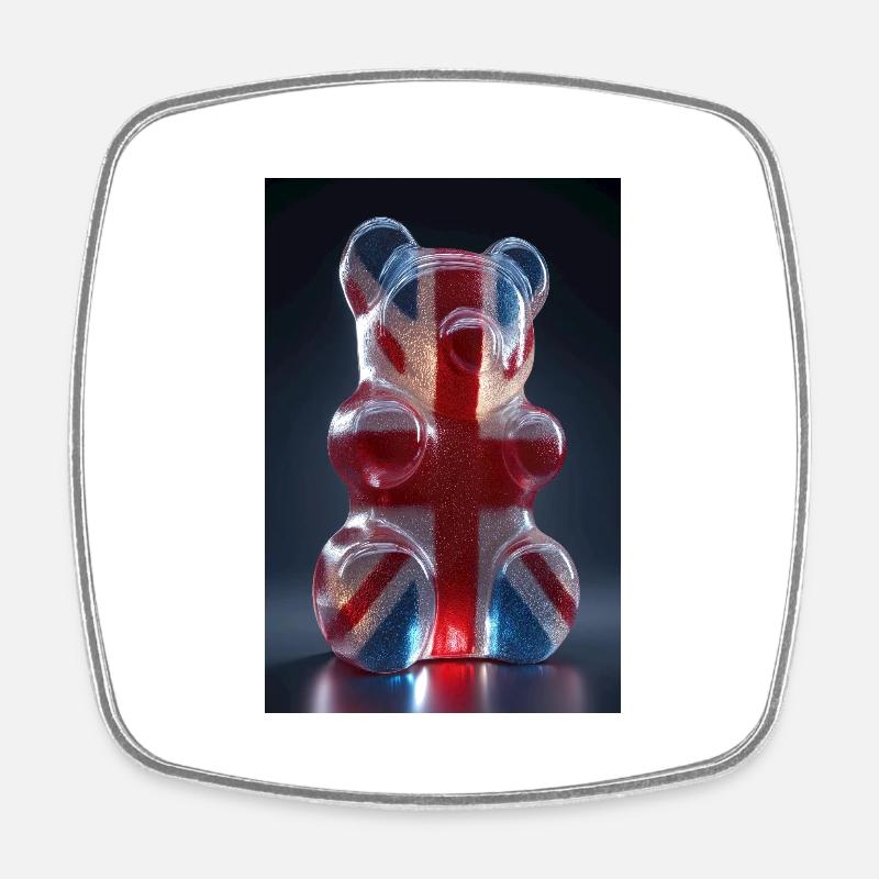 British Flag Gummy Bear - Square fridge magnet - white