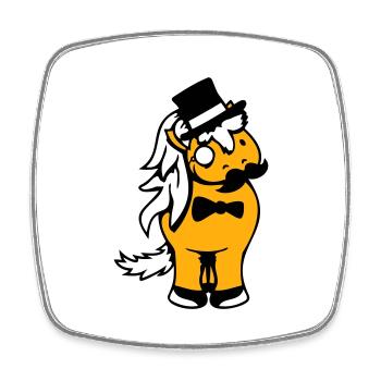 Cheval Sir Lord Rich Monocle Lunettes Chapeau haut de forme - Magnet carré - blanc - Devant