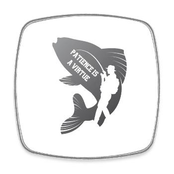 Fishing patience is virtue - Square fridge magnet - white - Front